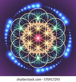 Symbols of sacred geometry, depict fundamental aspects of space and time.Flower of life symbol variations.