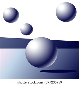 Symbols of Science and Technology. Four balls on a blue background.