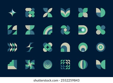 Symbols set. Abstract and basic shapes. Geometric forms. Minimalist icons. Flat vector concept. Modern signs. Isolated elements.