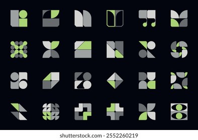 Symbols set. Abstract and basic shapes. Geometric forms. Minimalist icons. Flat vector concept. Modern signs. Isolated elements.
