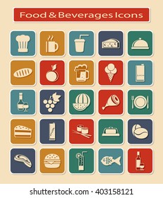 Symbols Set of Food & Beverages on a Light Background. 