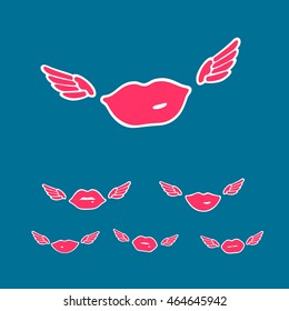 Symbols Set Vector Illustration Flying Kiss