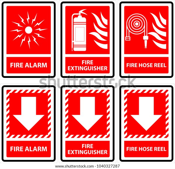 Symbols Sign Fire Alarmfire Extinguisher Fire Stock Vector (Royalty ...