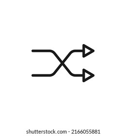 Symbols, signs, interface and internet concept. Simple monochrome illustrations for web sites, stores, apps. Vector line icon of simple crossed arrows 