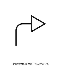 Símbolos, signos, interfaz y concepto de internet. Ilustraciones monocromáticas simples para sitios web, tiendas, aplicaciones. Icono de línea del vector con una flecha delgada simple en dirección izquierda 