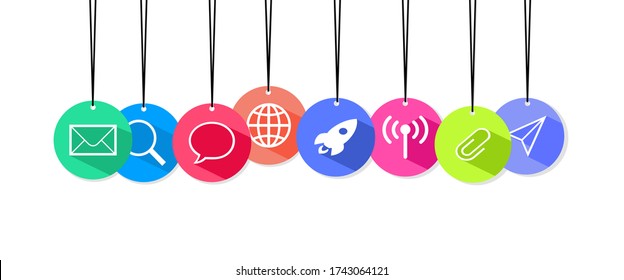 Symbols Social Media network icons for business communication Marketing chatting