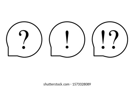 Symbols In Speech Bubbles Vector Icon Set Question Exclamation mark in speech bubble, Exclamation mark icon vector