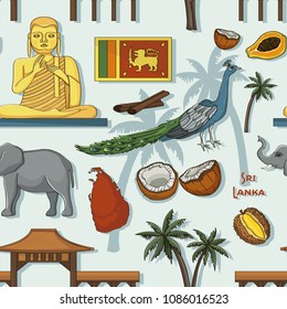 Symbols of Sri Lanka icons pattern