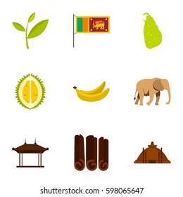 Symbols of Sri Lanka icons set. Flat illustration of 9 symbols of Sri Lanka vector icons for web