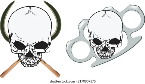 symbols sticker skull sickle and knuckle puller-