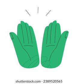 Symbols of success deal, happy partnership, handshake of agreement, Two hands giving high five for great work. Flat vector illustration isolated on white background. EPS 10