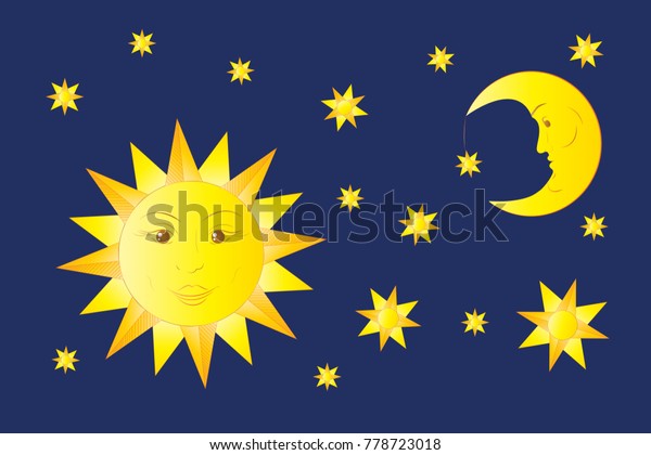 Symbols Sun Moon Star Isolated On Stock Vector (Royalty Free) 778723018