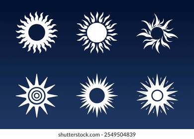 Symbols of the Sun. Various images of the sun, symbolizing warmth, strength and vital energy