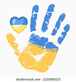 Symbols of support for Ukrainian war victims vector illustration. Call for help and peace for Ukraine.