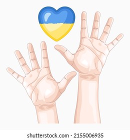 Symbols of support for Ukrainian war victims vector illustration. Call for help and peace for Ukraine.
