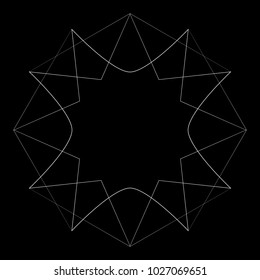 Symbols and symmetrical geometric pattern, fractal, pentagram, icon rune