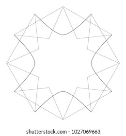 Symbols and symmetrical geometric pattern, fractal, pentagram, icon rune