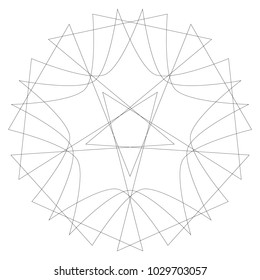 Symbols and symmetrical geometric pattern, fractal, pentagram, icon rune