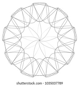 Symbols and symmetrical geometric pattern, fractal, pentagram, icon rune
