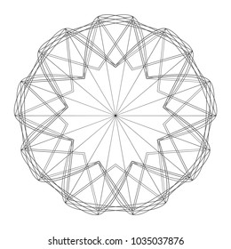Symbols and symmetrical geometric pattern, fractal, pentagram, icon rune