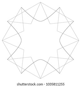 Symbols and symmetrical geometric pattern, fractal, pentagram, icon rune