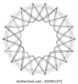 Symbols and symmetrical geometric pattern, fractal, pentagram, icon rune