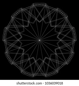 Symbols and symmetrical geometric pattern, fractal, pentagram, icon rune