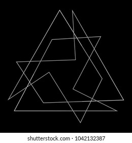 Symbols and symmetrical geometric pattern, fractal, pentagram, icon rune