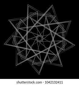 Symbols and symmetrical geometric pattern, fractal, pentagram, icon rune