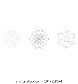 Symbols and symmetrical geometric pattern, fractal, pentagram, icon, rune