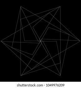 Symbols and symmetrical geometric pattern, fractal, pentagram, icon rune