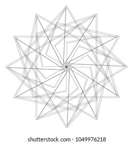 Symbols and symmetrical geometric pattern, fractal, pentagram, icon rune
