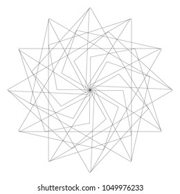 Symbols and symmetrical geometric pattern, fractal, pentagram, icon rune