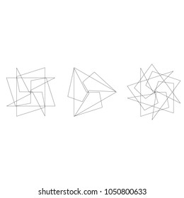 Symbols and symmetrical geometric pattern, fractal, pentagram, icon rune