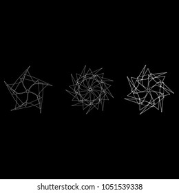 Symbols and symmetrical geometric pattern, fractal, pentagram, icon rune