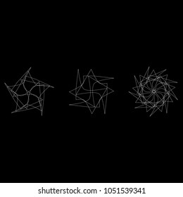 Symbols and symmetrical geometric pattern, fractal, pentagram, icon rune