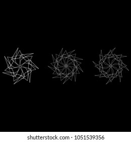 Symbols and symmetrical geometric pattern, fractal, pentagram, icon rune