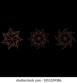 Symbols and symmetrical geometric pattern, fractal, pentagram, icon rune