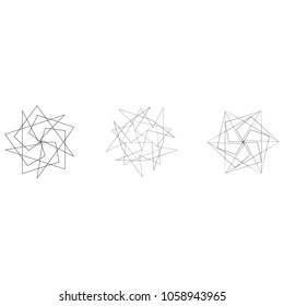 Symbols and symmetrical geometric pattern, fractal, pentagram, icon rune