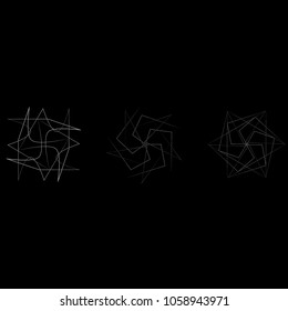Symbols and symmetrical geometric pattern, fractal, pentagram, icon rune