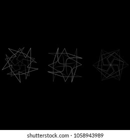 Symbols and symmetrical geometric pattern, fractal, pentagram, icon rune