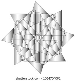 Symbols and symmetrical geometric pattern, fractal, pentagram, icon rune