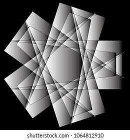 Symbols and symmetrical geometric pattern, fractal, pentagram, icon rune