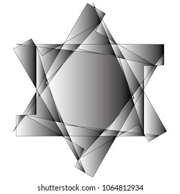 Symbols and symmetrical geometric pattern, fractal, pentagram, icon rune