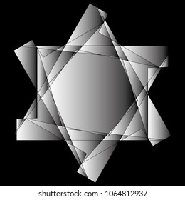 Symbols and symmetrical geometric pattern, fractal, pentagram, icon rune