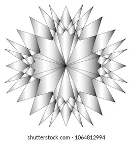 Symbols and symmetrical geometric pattern, fractal, pentagram, icon rune