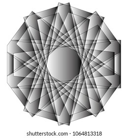 Symbols and symmetrical geometric pattern, fractal, pentagram, icon rune