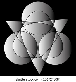 Symbols and symmetrical geometric pattern, fractal, pentagram, icon rune