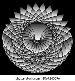 Symbols and symmetrical geometric pattern, fractal, pentagram, icon rune