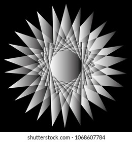 Symbols and symmetrical geometric pattern, fractal, pentagram, icon rune